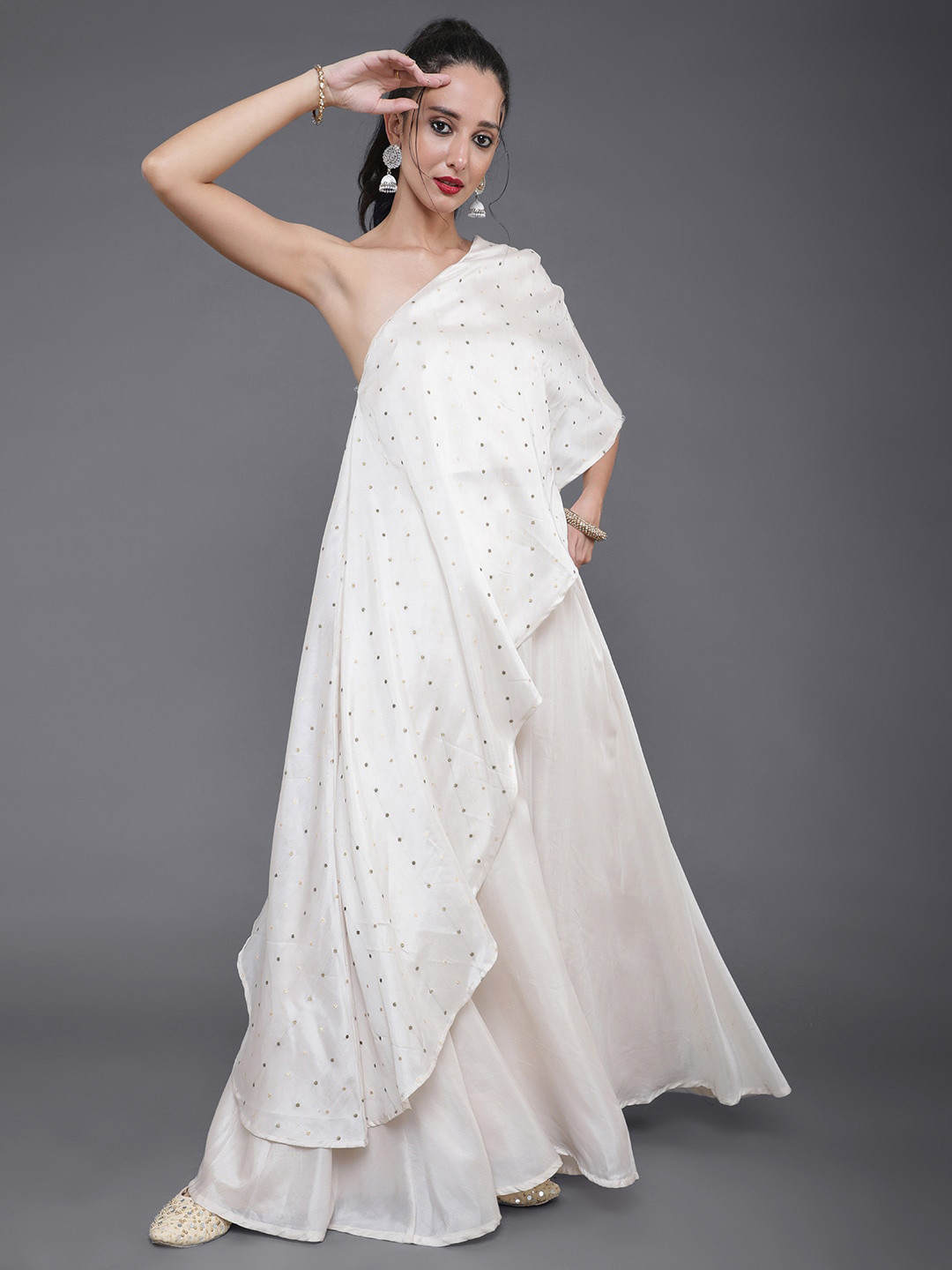 

saubhagya Thread Work Ready to Wear Lehenga & Blouse, Off white