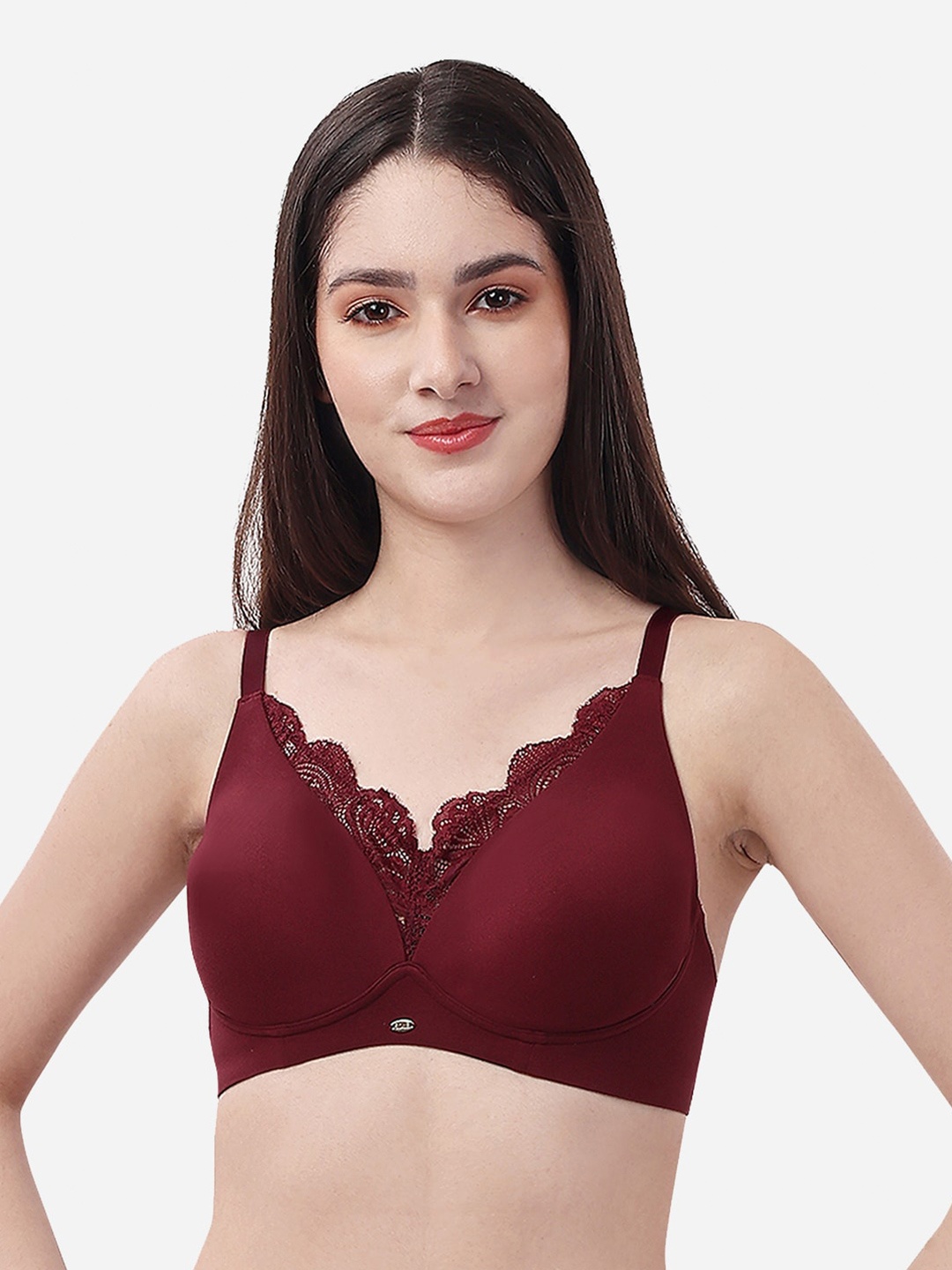 

Soie Non Padded Non Wired Convertible to Racerback Lace Bra, Maroon