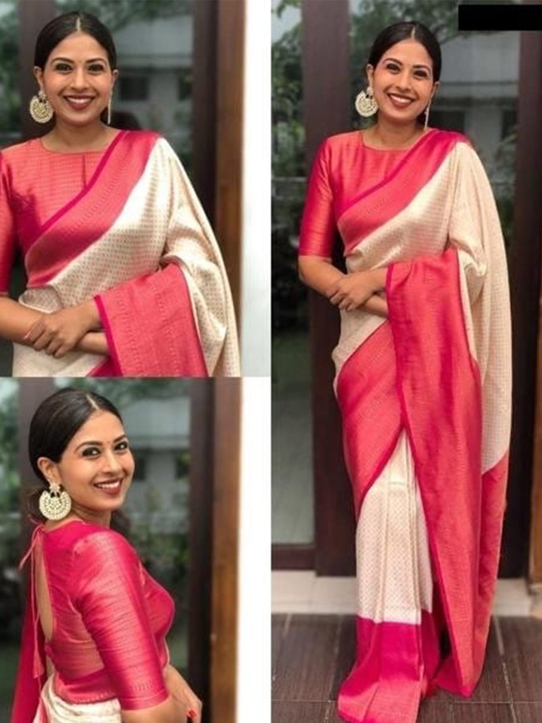 

ORUS Woven Design Zari Silk Blend Kanjeevaram Saree, White