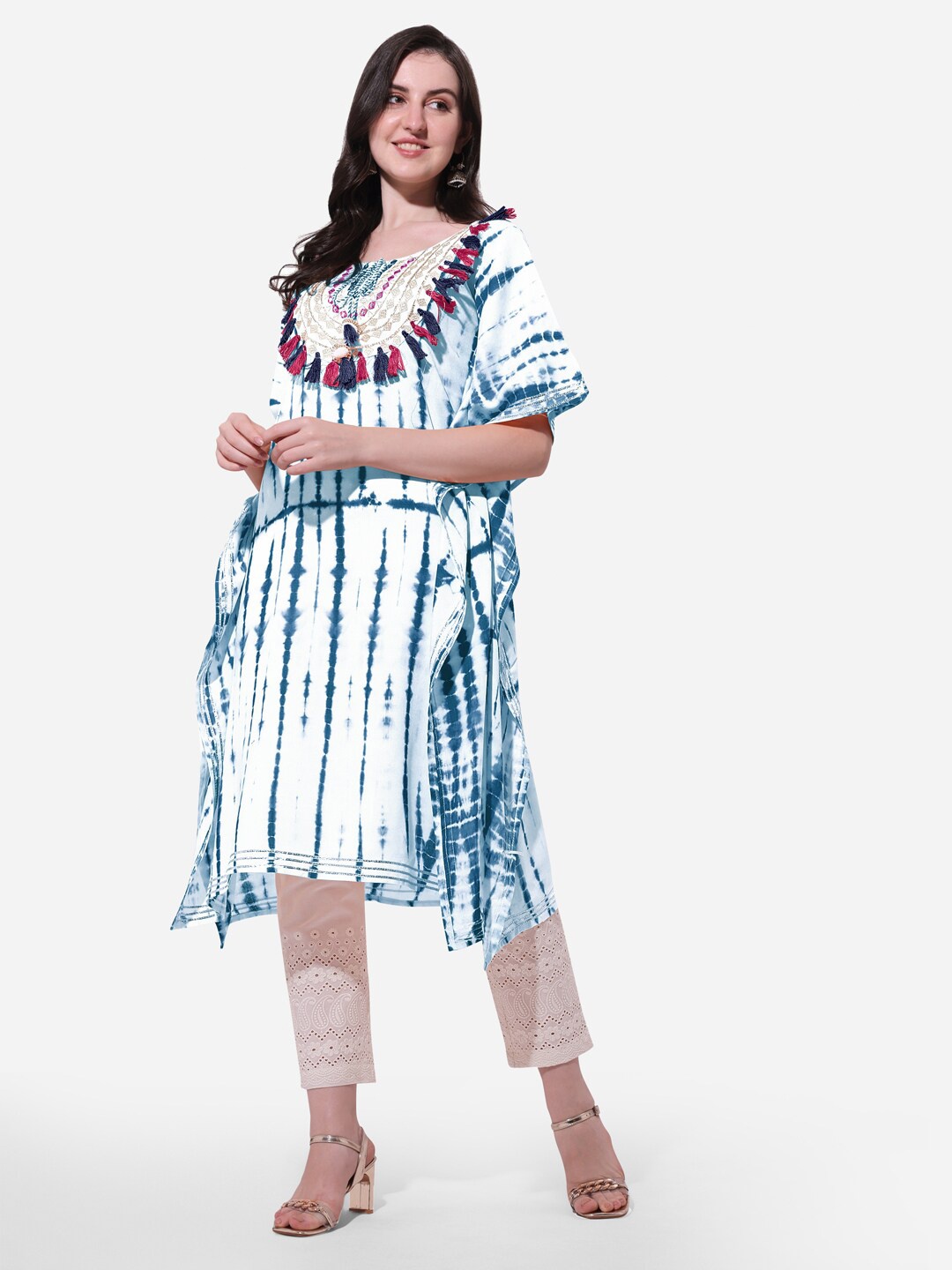 

KALINI Abstract Printed Kaftan Kurta, Blue
