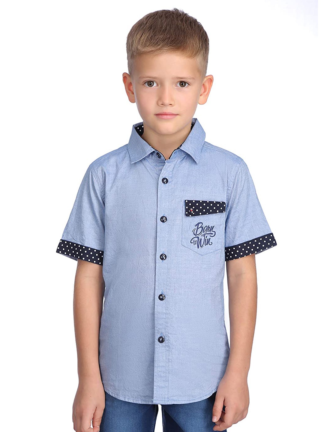 

PROTEENS Boys Spread Collar Casual Cotton Shirt, Blue