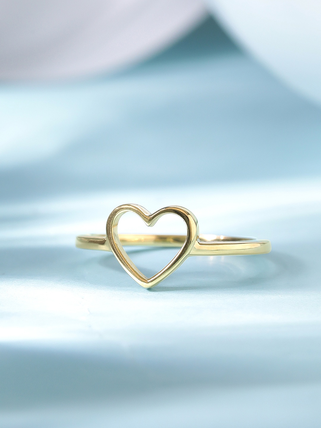 

Rubans Silver 92.5 Sterling Silver 18k Gold-Plated Minimal Heart Motif Finger Ring