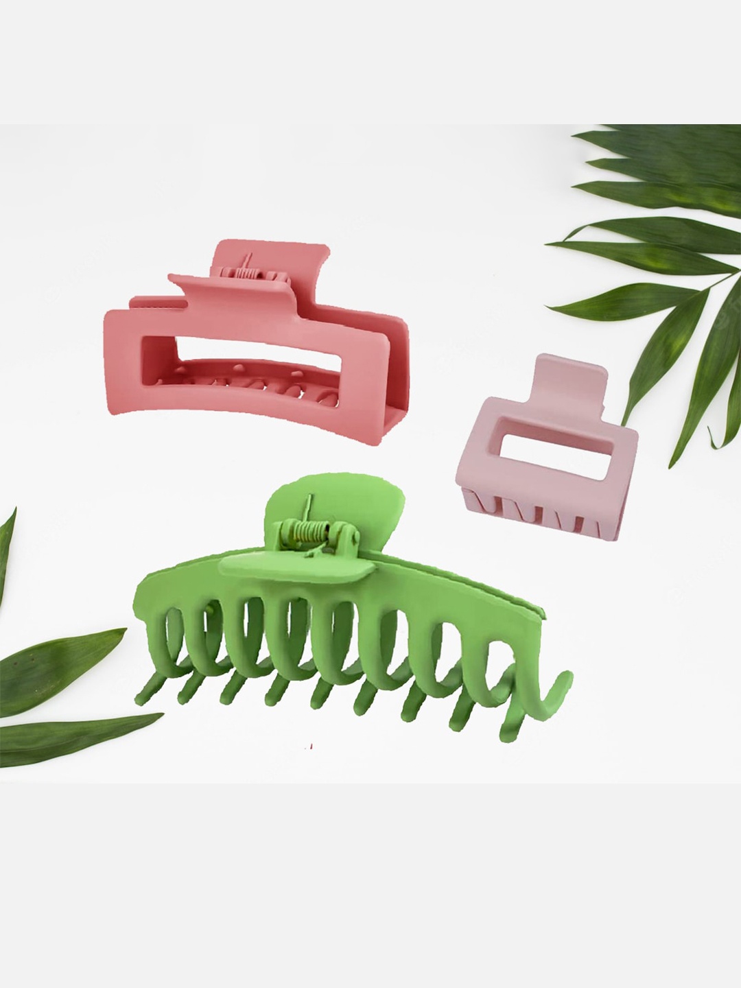 

VAGHBHATT Set of 3 Claw Clip, Green