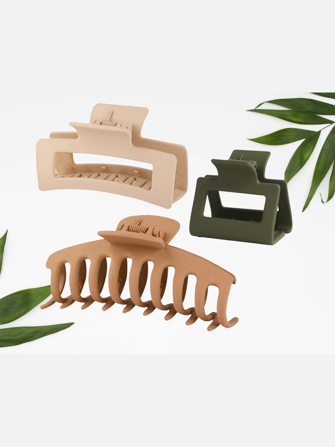 

VAGHBHATT Set of 3 Claw Clip, Beige