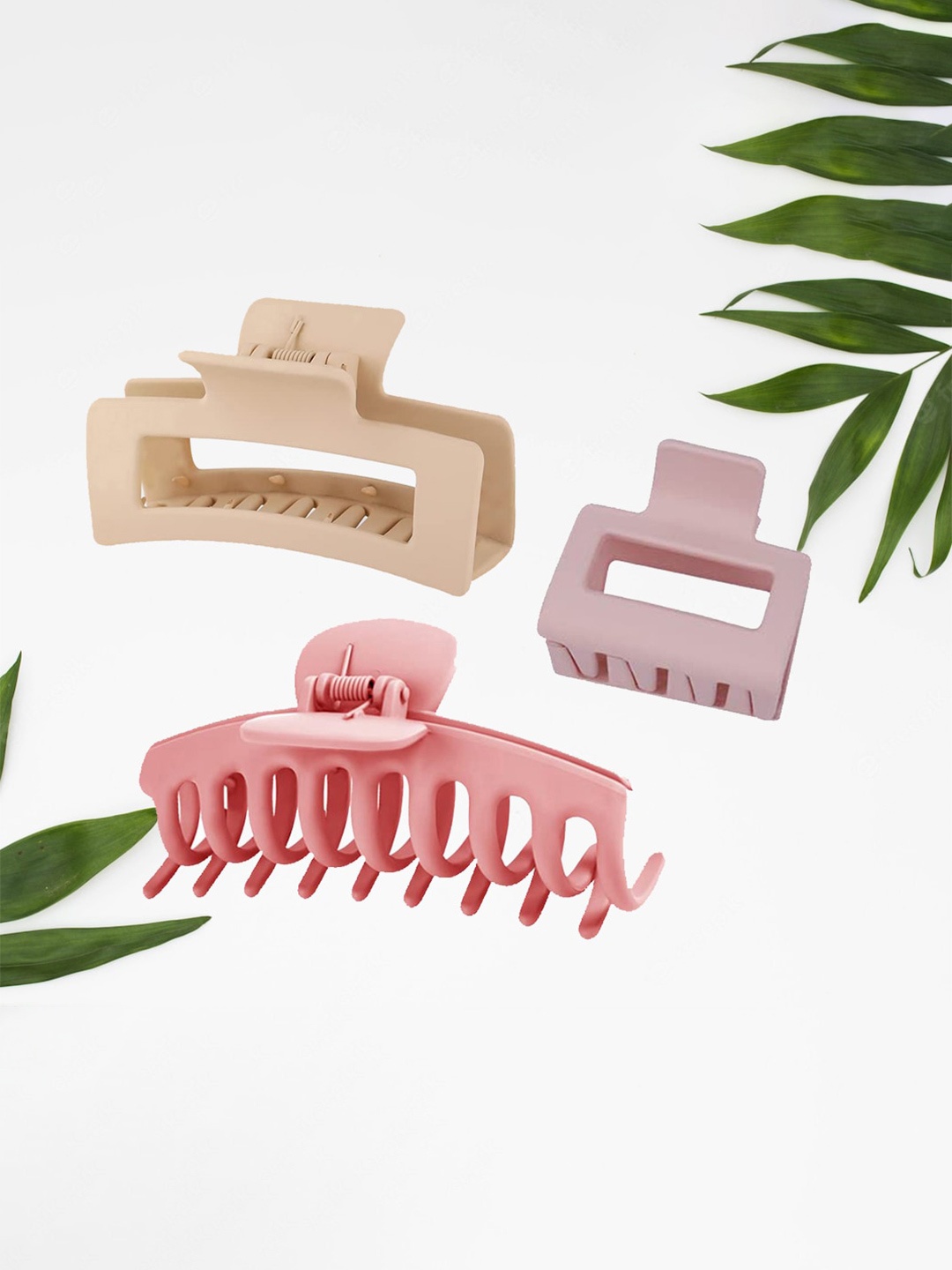 

FIMBUL Women Set Of 3 Plastic Claw Clips, Pink