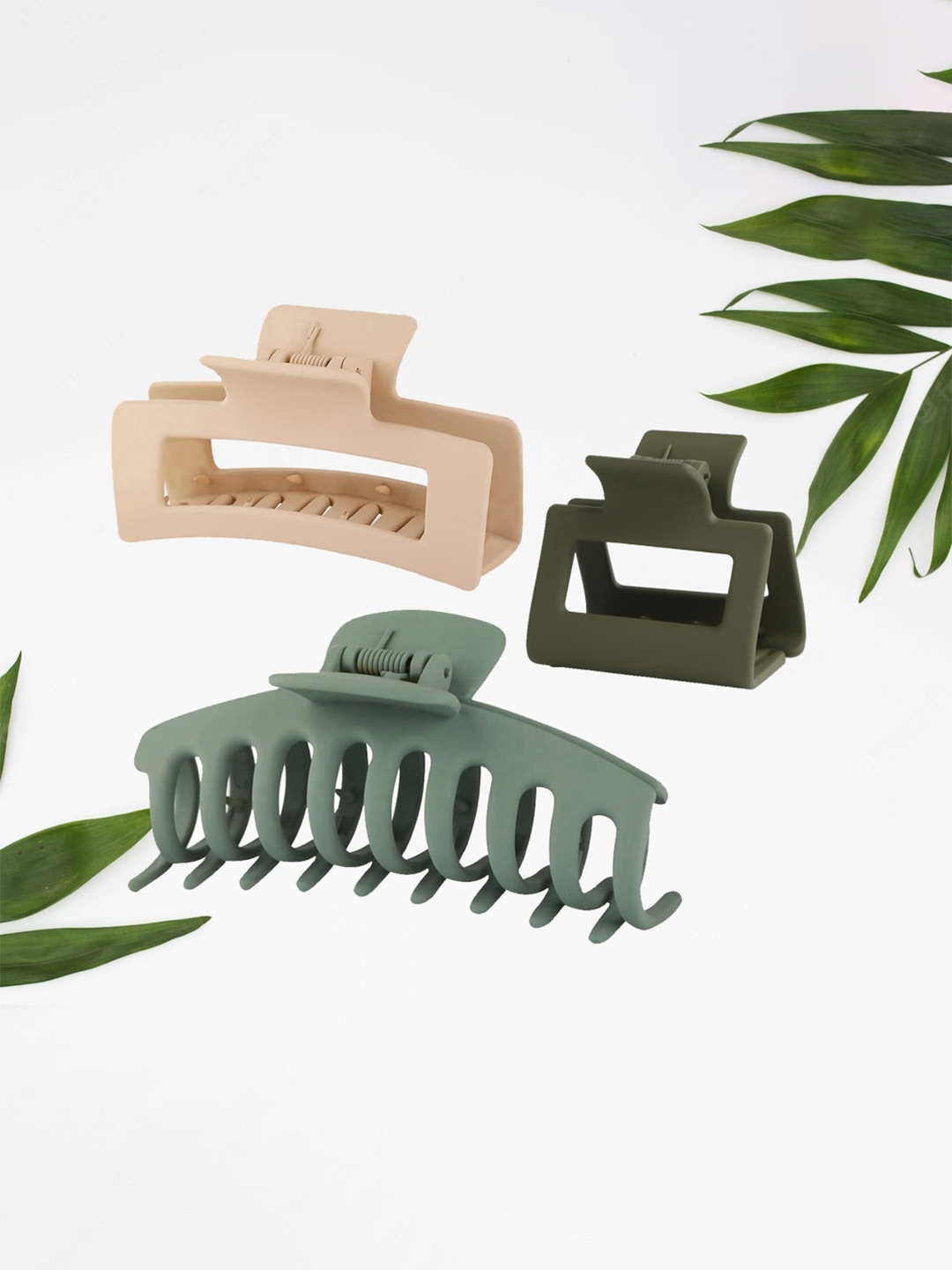 

FIMBUL Women Set Of 3 Plastic Claw Clips, Green