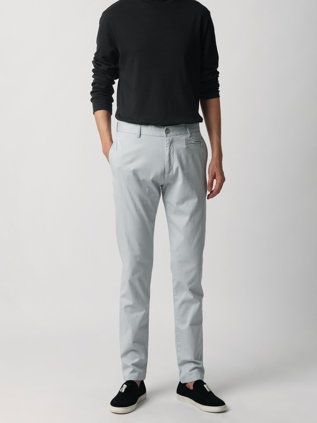 

RARE RABBIT Men Clovet Regular Fit Mid-Rise Cotton Trouser, Blue