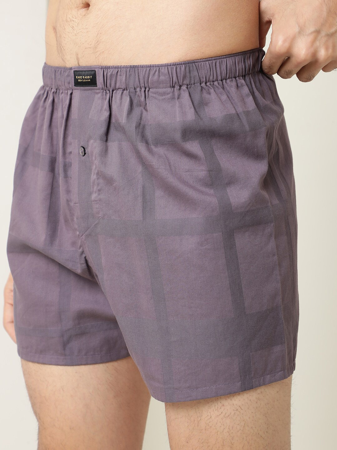 

RARE RABBIT Men Checked Cotton Boxers BAY PURPLE