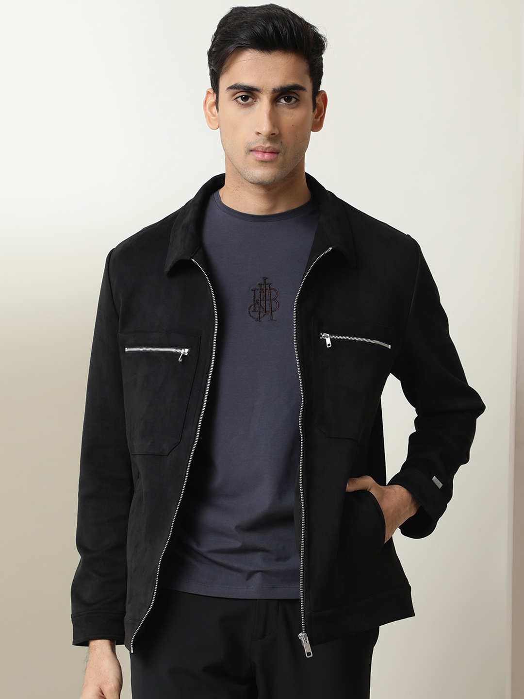 

RARE RABBIT Men Bax Tailored Fit Open Front Jacket, Black