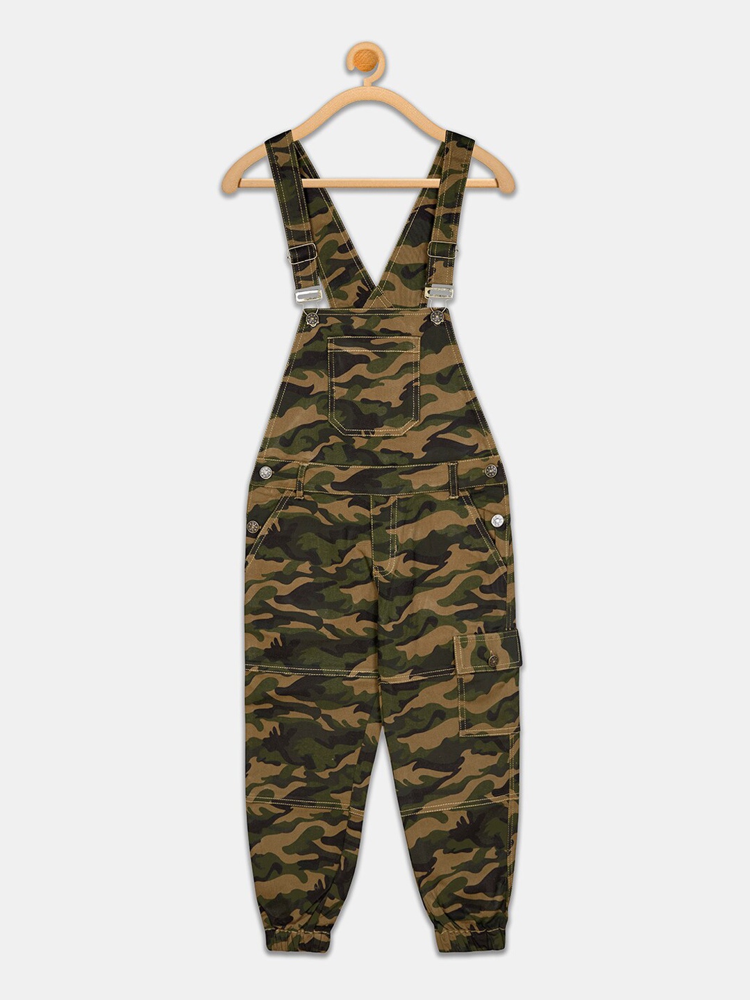 

Olele Boys Camouflage Printed Cotton Jogger Dungaree, Olive