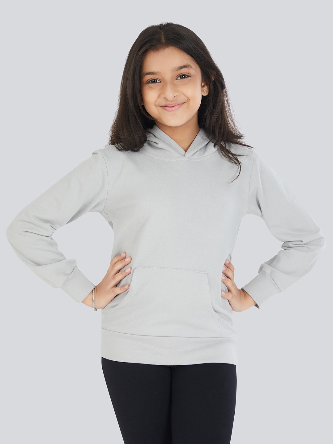 

Olele Infants Girls Graphic Printed Hooded Fleece Sweatshirt, Grey