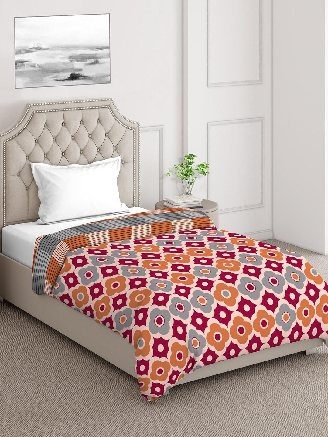 

Layers Firenze Red & Grey Floral Mild Winter 120 GSM Cotton Single Bed Comforter