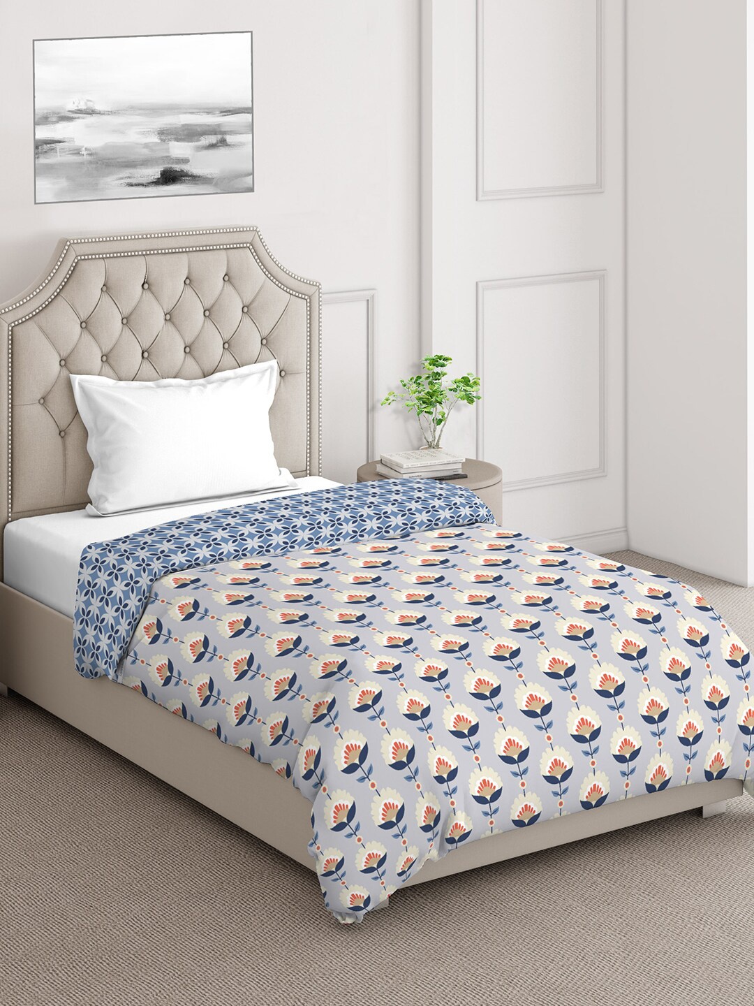 

Layers Firenze Blue & White Floral Mild Winter 120 GSM Cotton Single Bed Comforter