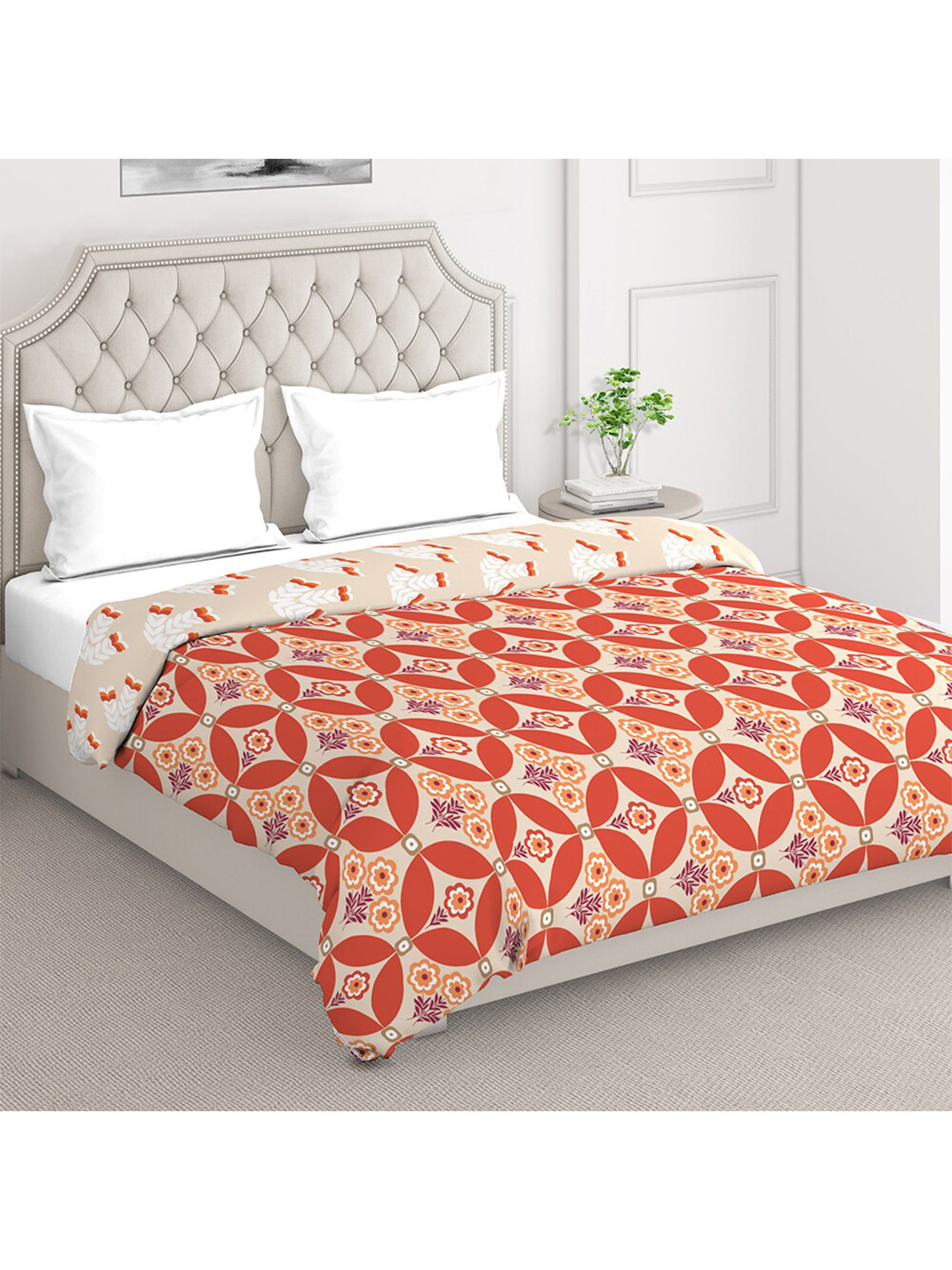 

Layers Firenze Orange & Beige Floral Mild Winter 120 GSM Cotton Double Bed Comforter