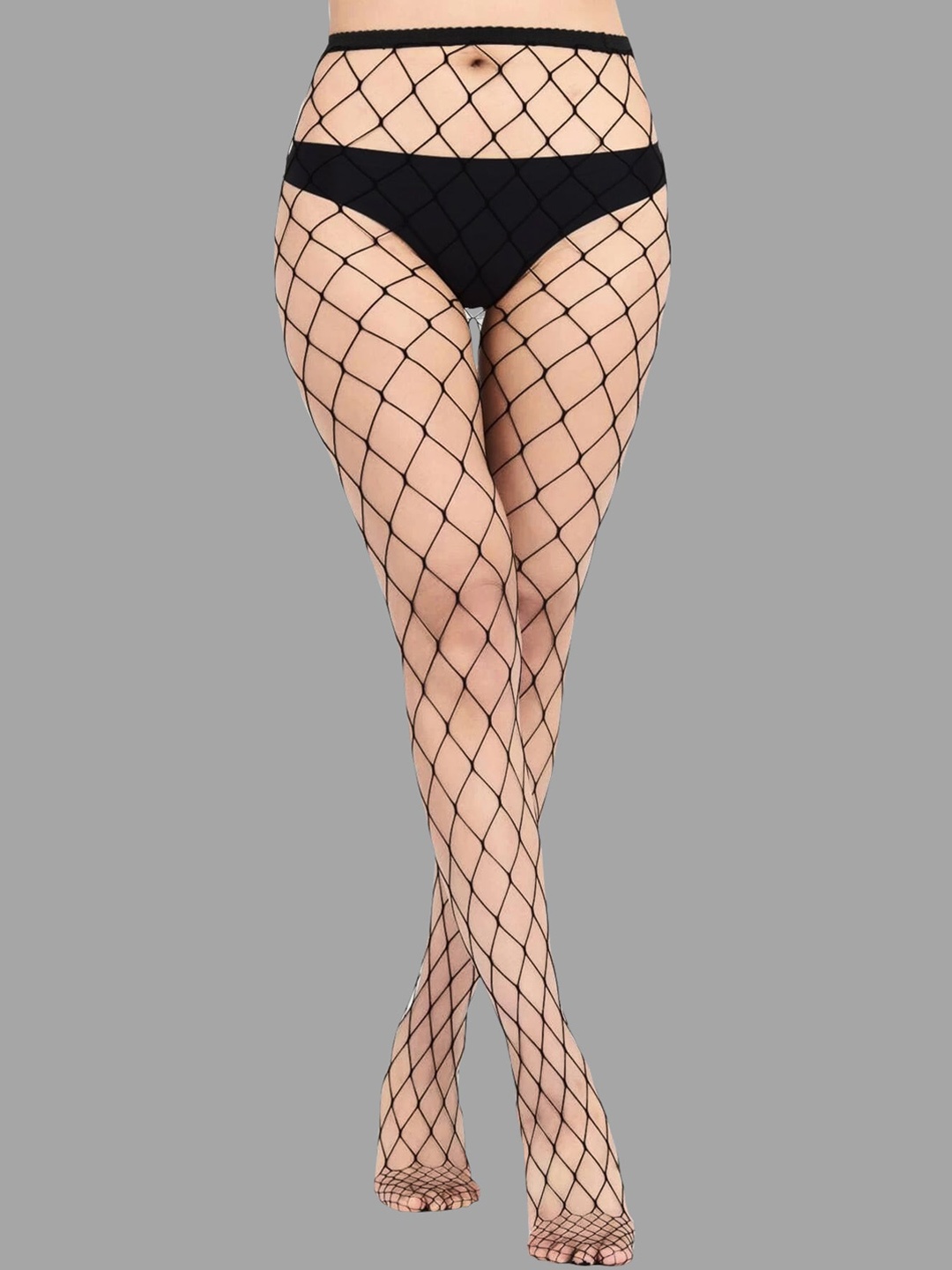 

COLOR STYLE High-Rise Sheer Fish Net Stockings, Black