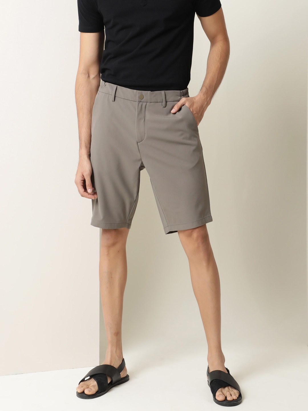 

RARE RABBIT Men Trip Regular Fit Chino Shorts, Khaki