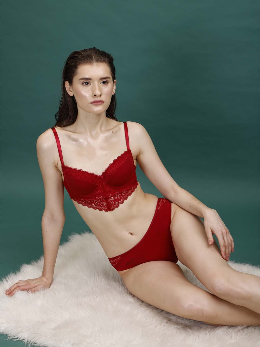 

Soie Women Lace Lingerie Set SET FB-546/1544WILD, Red