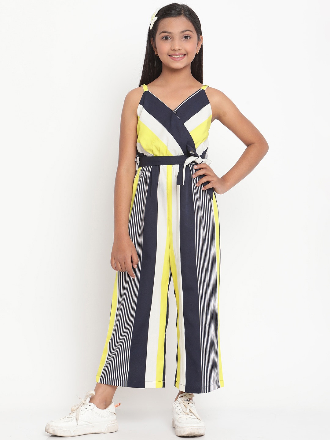 

Stuffie Land Girls Striped Basic Jumpsuit, Yellow