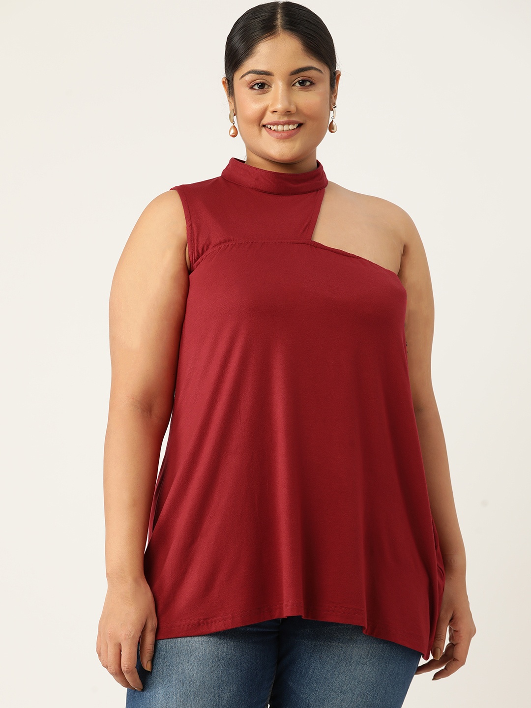 

theRebelinme Plus Size Longline Top, Maroon