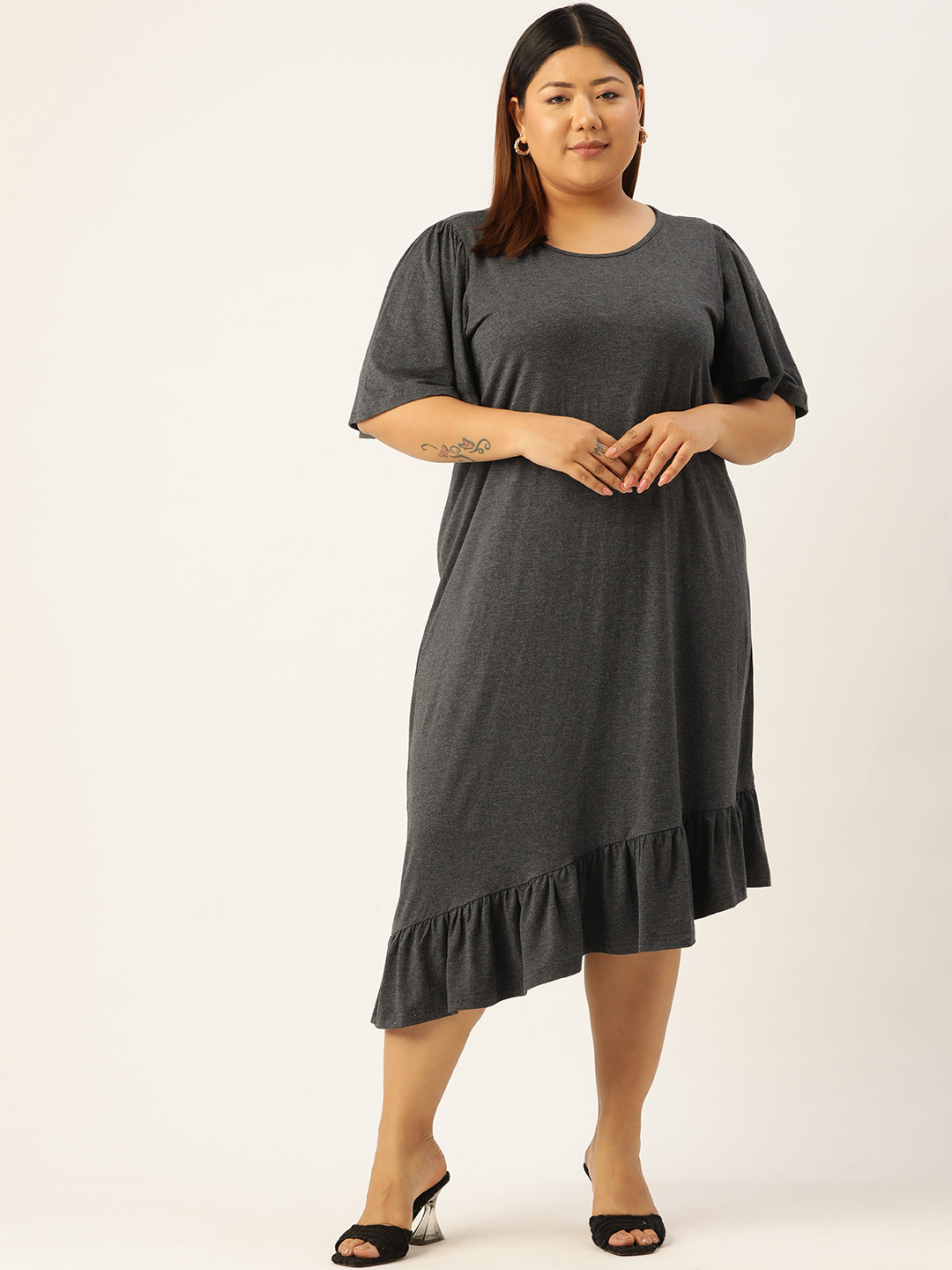 

theRebelinme Plus Size A-Line Midi Dress, Charcoal