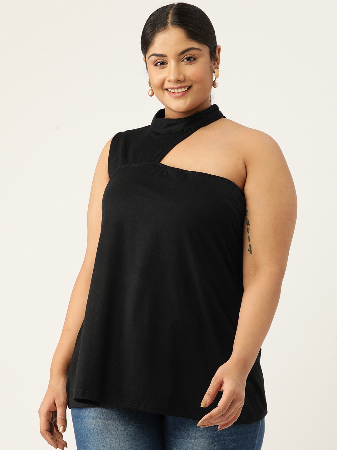 

theRebelinme Plus Size Longline Top, Black