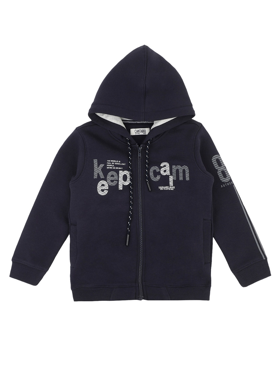 

Cantabil Boys Typography Printed Hooded Fleece Sweatshirt, Blue