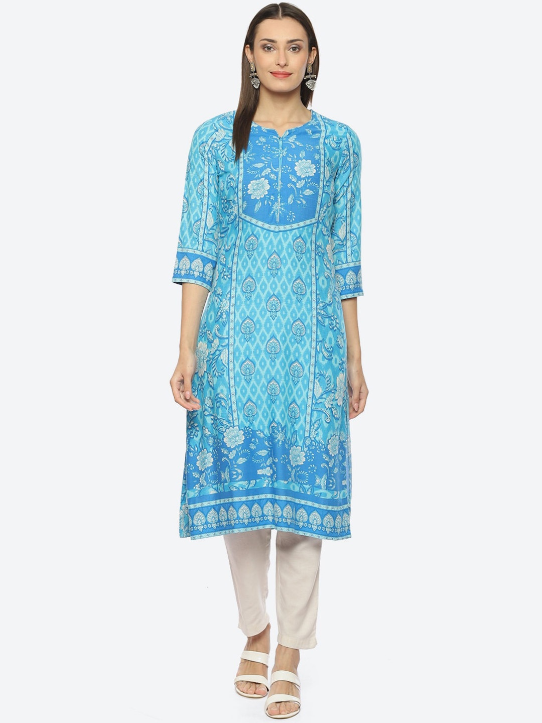 

Biba Women Ethnic Motifs Printed Kurta, Blue