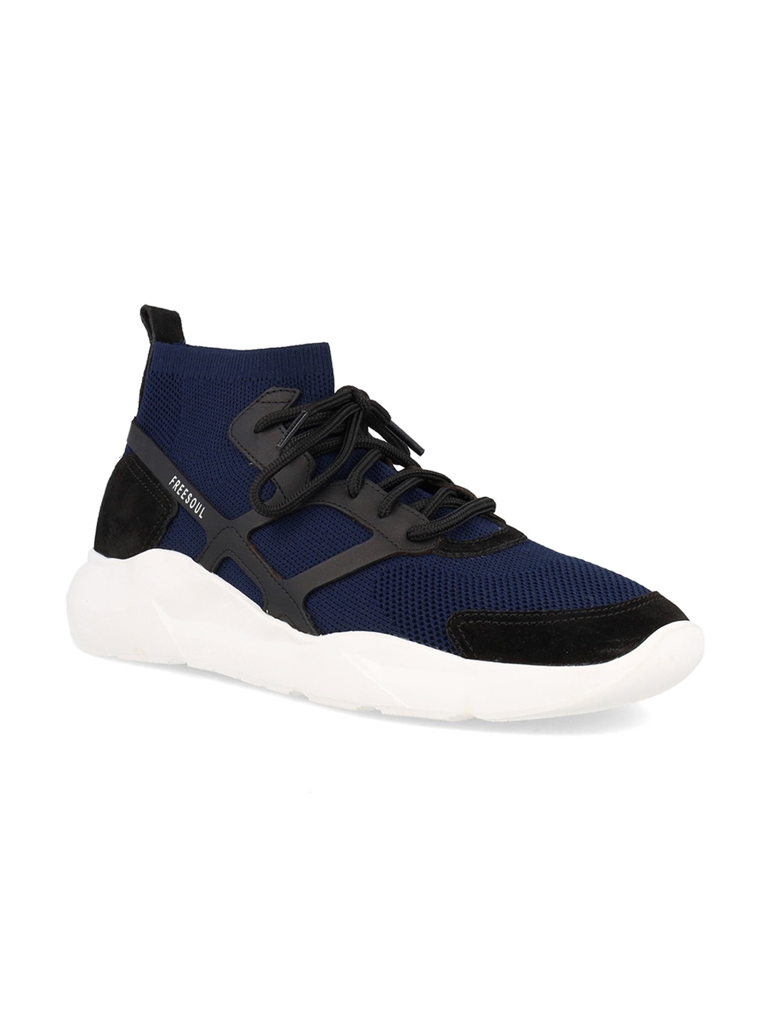 

FREESOUL Men Woven Design Mid-Top Sneakers, Navy blue