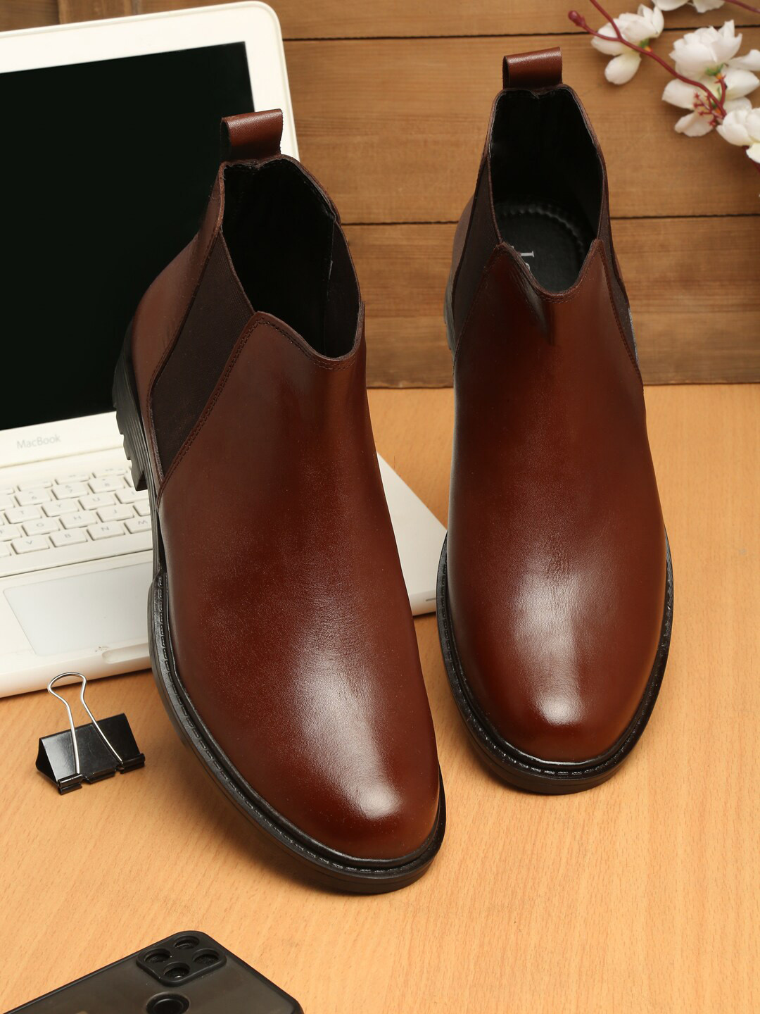 

LOUIS STITCH Men Leather Chelsea Boots, Brown