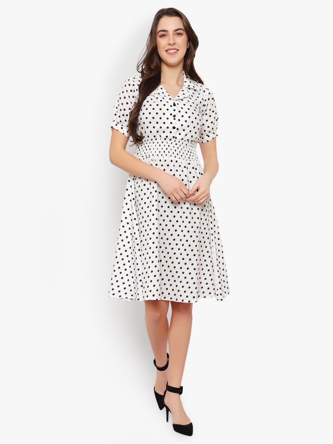 

Indietoga Polka Dots Printed Dress, White