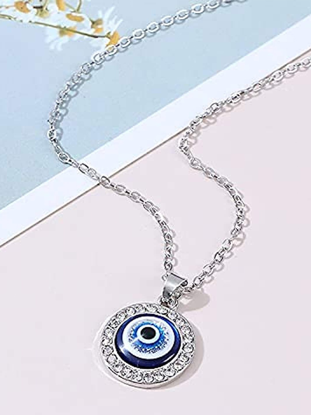 

Pinapes Set of 2 Gold-Plated Evil Eye Necklace, Blue