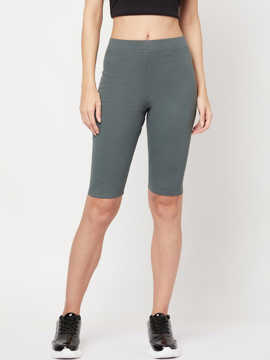 

YOONOY Women Green Skinny Fit High-Rise Cycling Sports Shorts