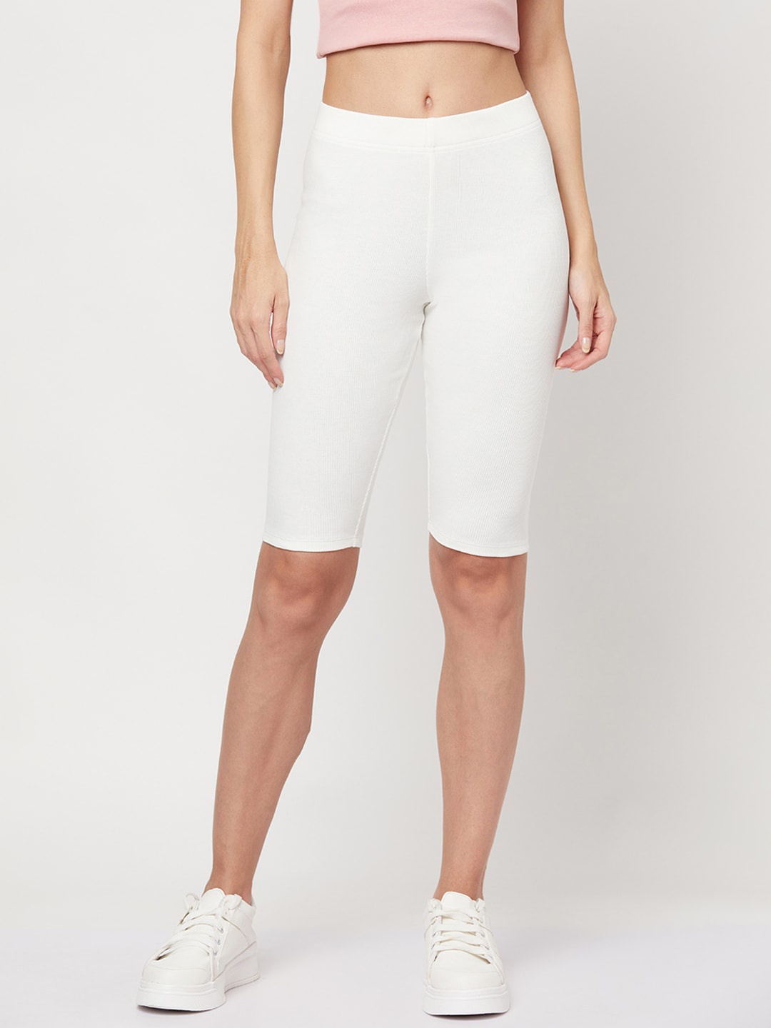 

YOONOY Women Skinny Fit High-Rise Cycling Shorts, White