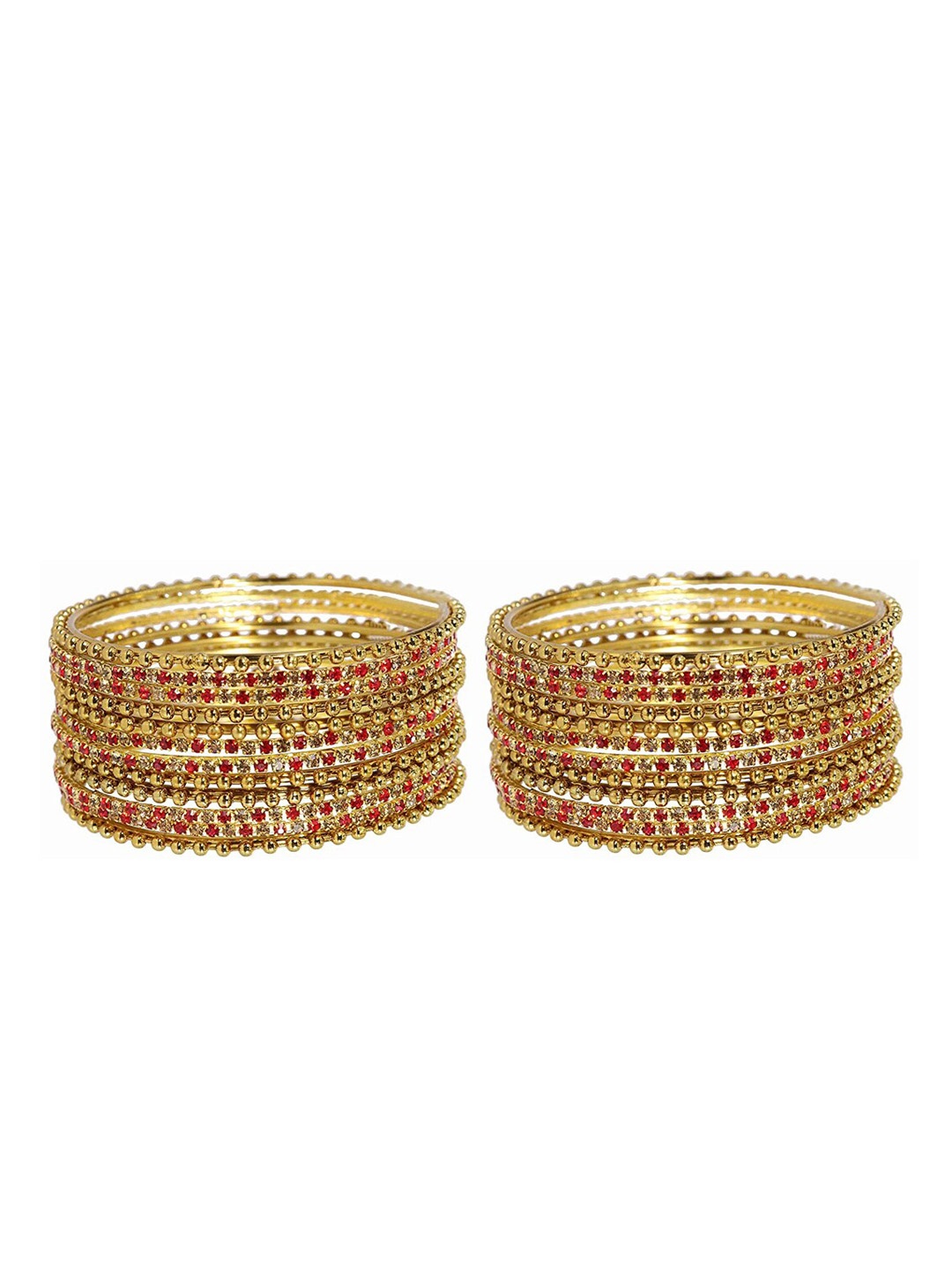 

NMII Set Of 24 Gold-Plated Zircon-Studded Ball Chain Linked Metal Bangle Set