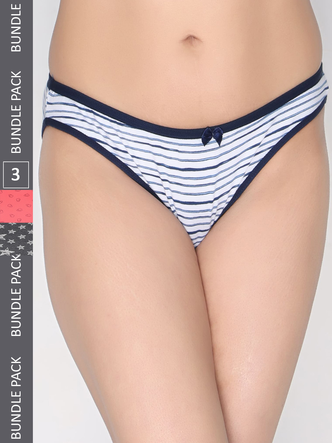 

Innocence Women Pack Of 3 Conversational Printed Cotton Seamless Bikini Briefs, Grey