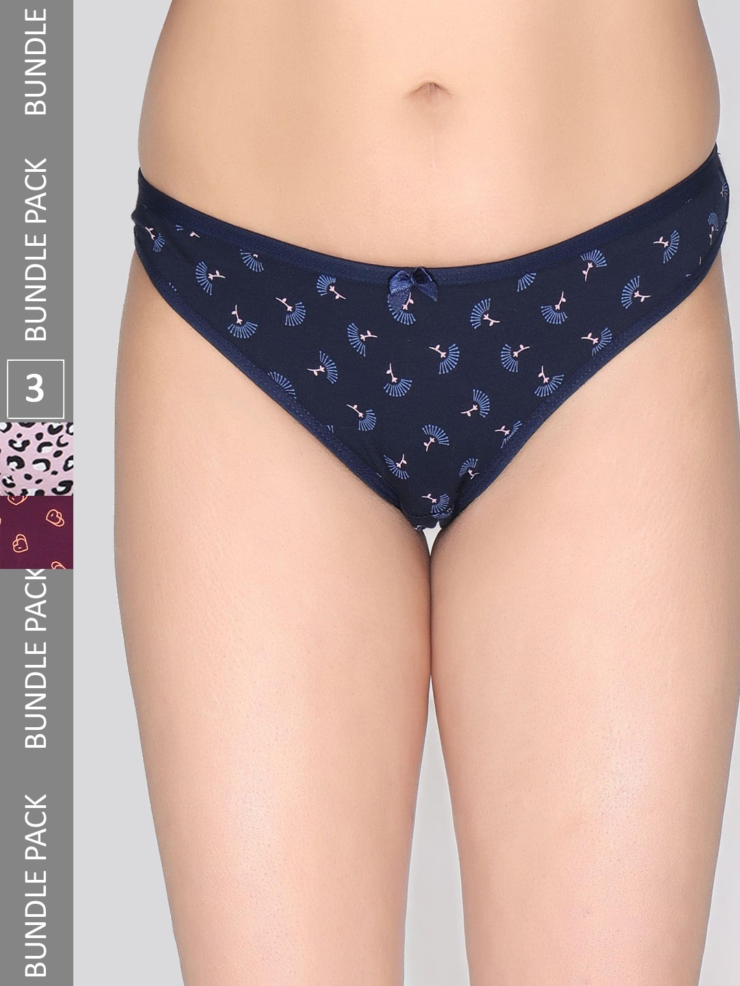 

Innocence Women Pack of 3 Conversational Printed Bikini Briefs, Blue
