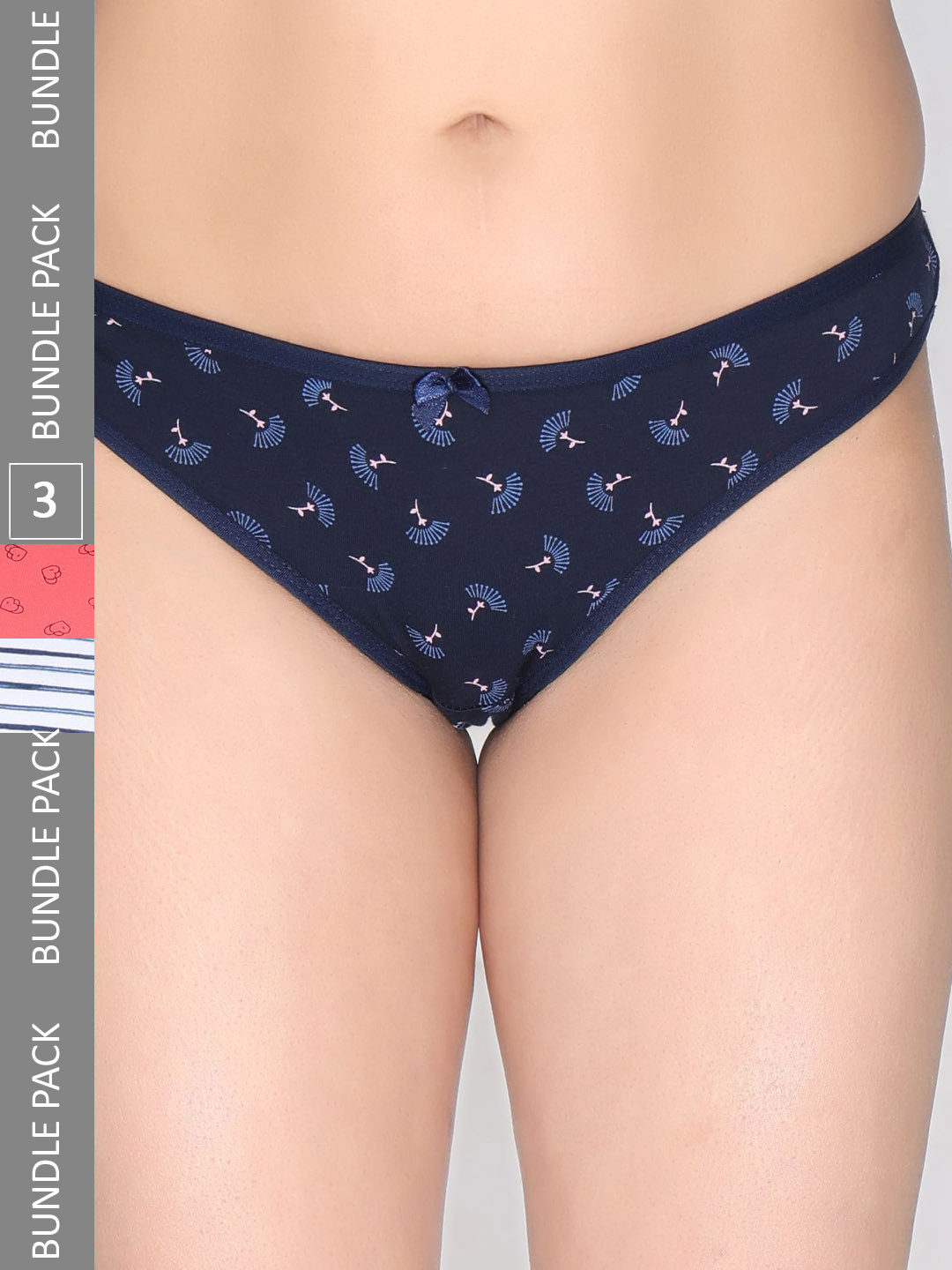 

Innocence Women Pack Of 3 Printed Cotton Bikini Briefs, Blue