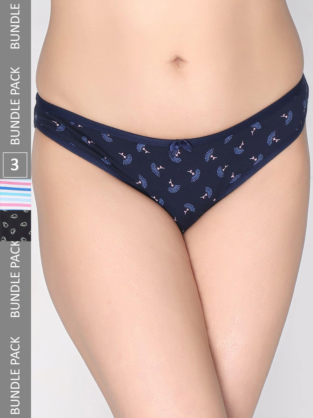 

Innocence Women Pack Of 3 Printed Cotton Bikini Briefs, White