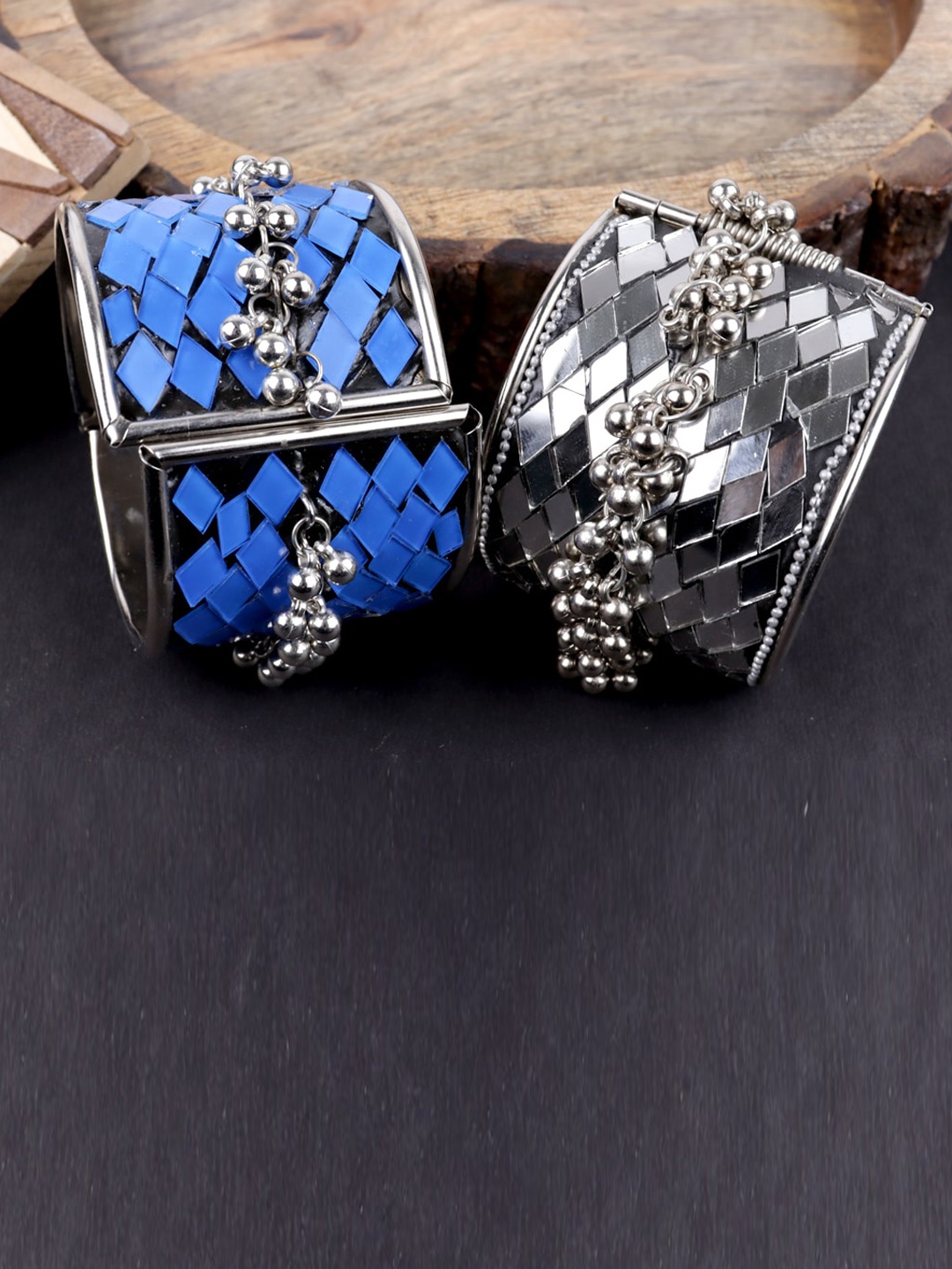 

Krelin Women Set Of 2 Sterling Silver Silver-Plated Cuff Bracelet, Blue