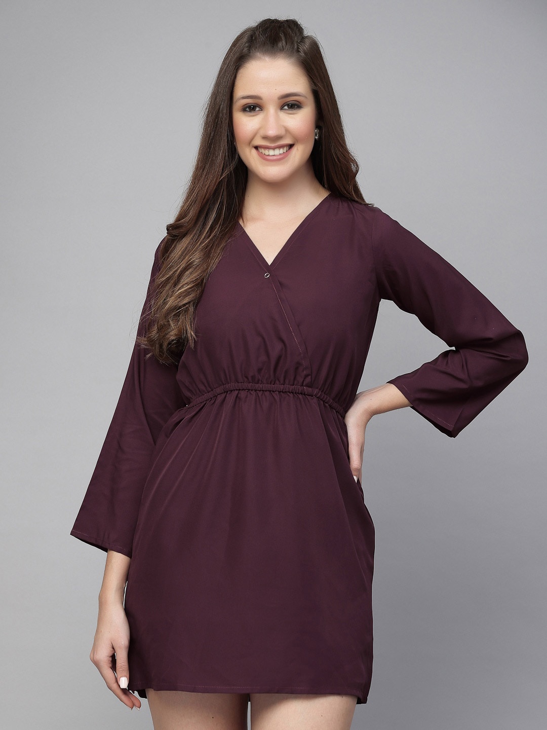 

Selvia Gathered Or Pleated V-Neck Wrap Dress, Purple