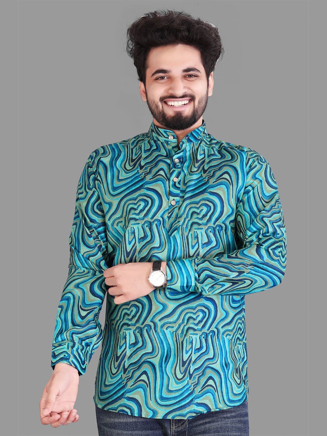 

Fashion FRICKS Abstract Printed Kurta, Blue