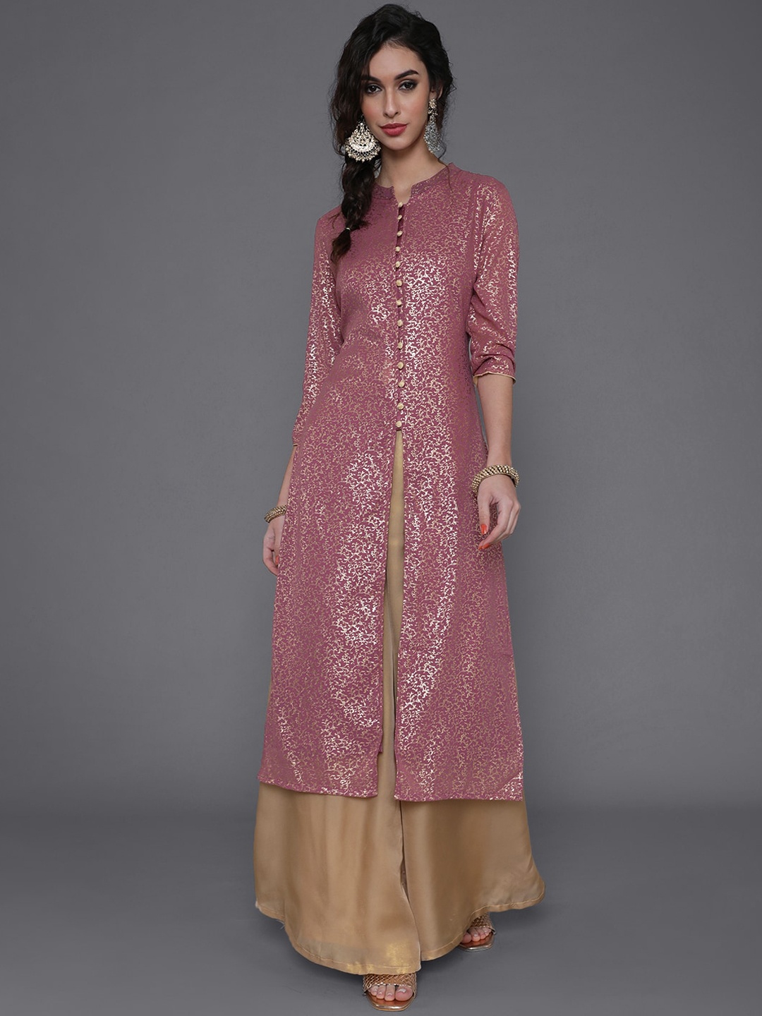 

saubhagya Women Ethnic Motifs Printed Kurta, Mauve