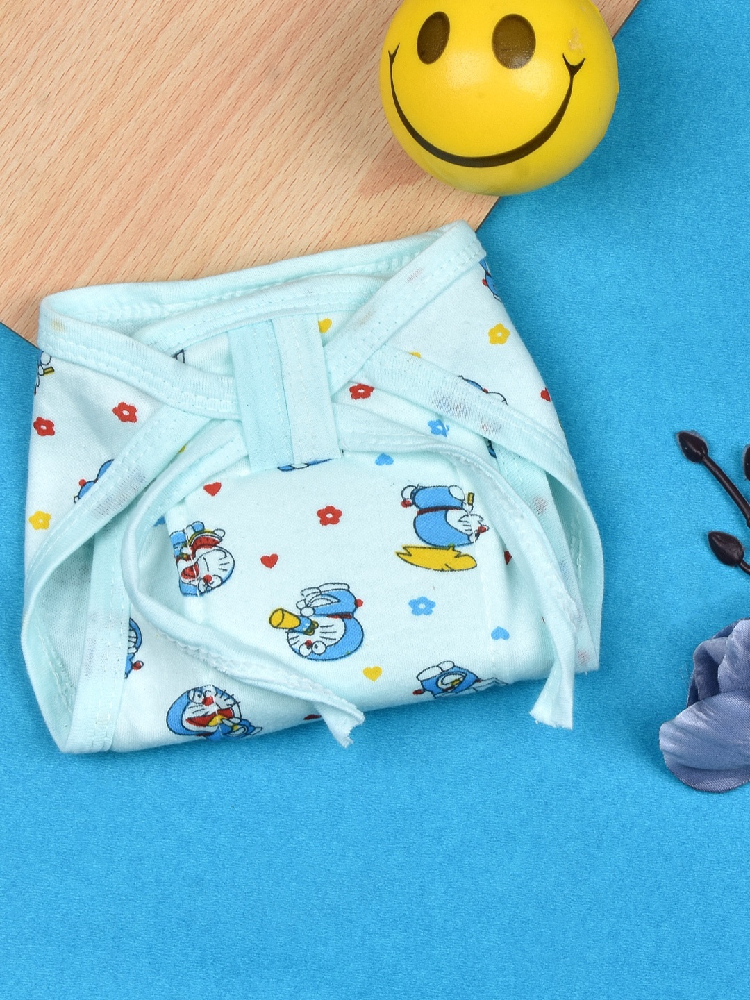 

Moms Home Infants Printed Cotton Cushioned Nappy, Blue