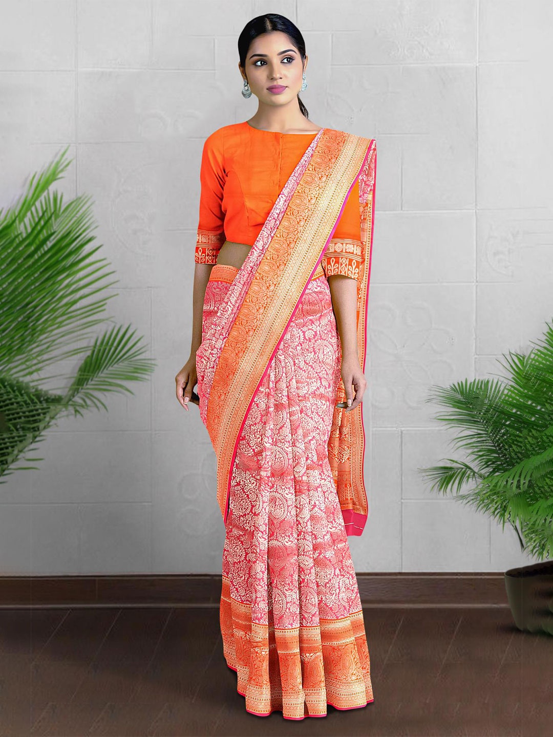 

Kalamandir Paisley Woven Design Zari Saree, Pink