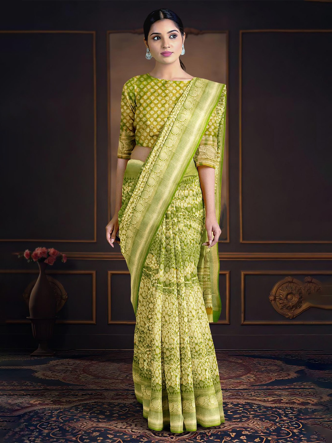 

Kalamandir Woven Design Zari Saree, Green