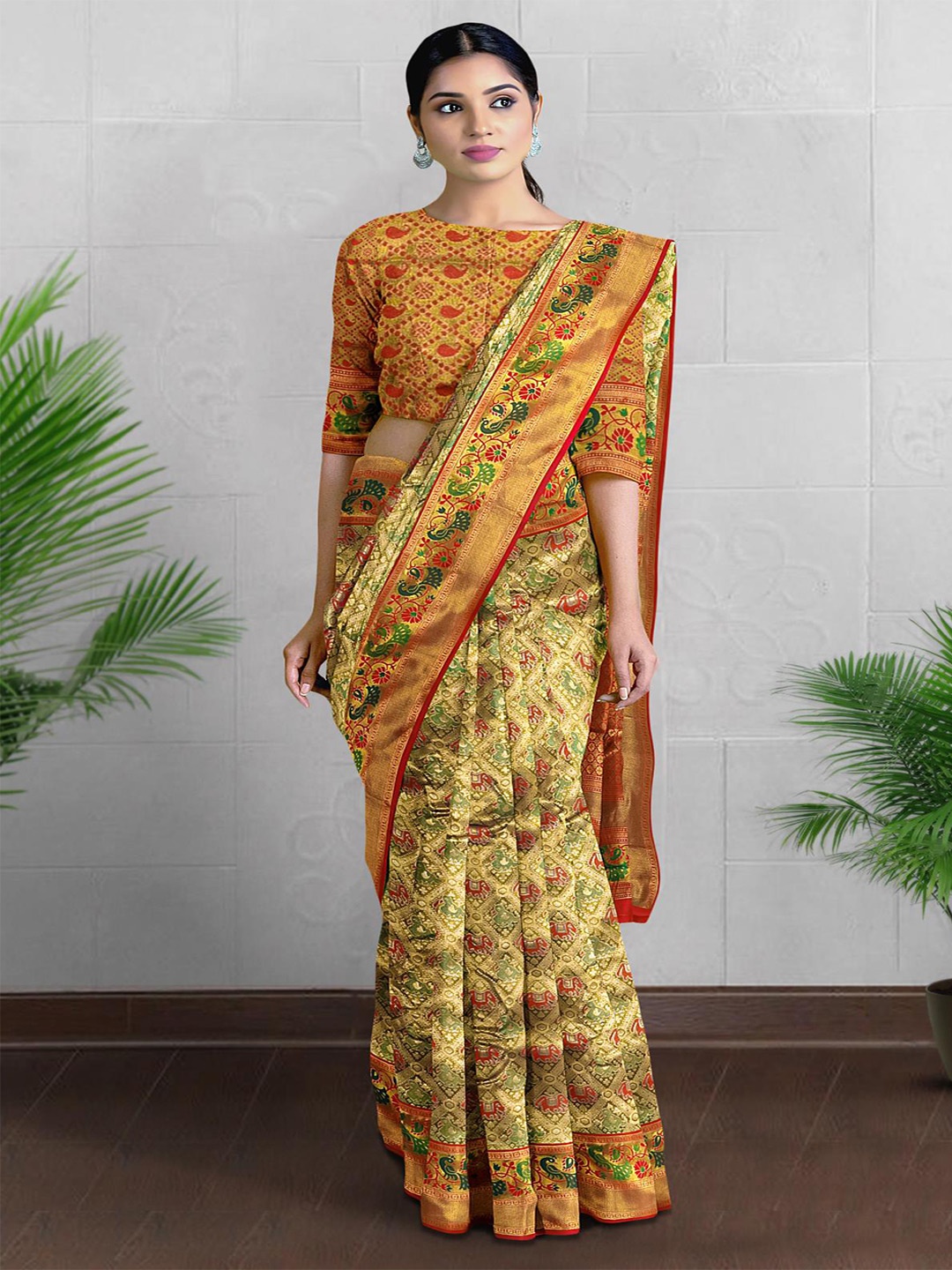 

Kalamandir Woven Design Zari Tissue Saree, Yellow