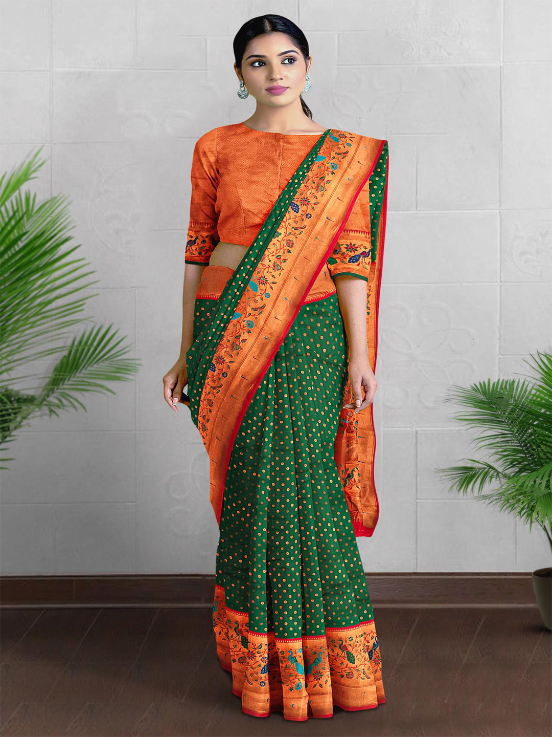

Kalamandir Woven Design Zari Tissue Saree, Green
