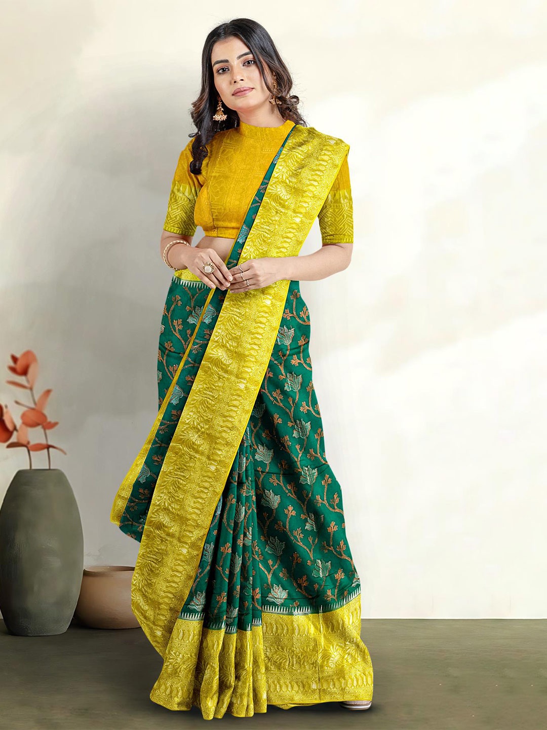 

Kalamandir Woven Design Zari Saree, Green