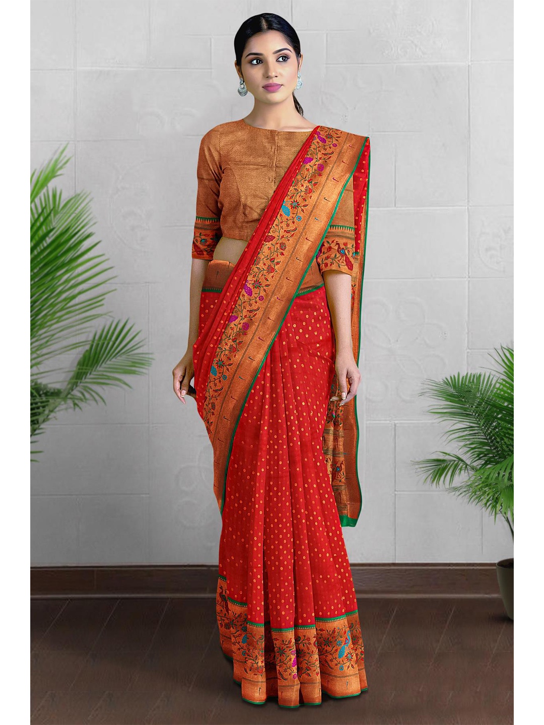 

Kalamandir Woven Design Zari Tissue Saree, Red