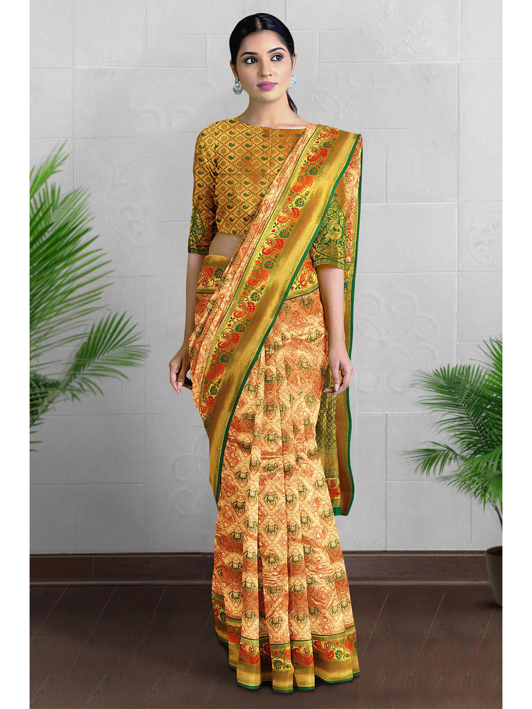 

Kalamandir Ethnic Motifs Zari Tissue Saree, Red
